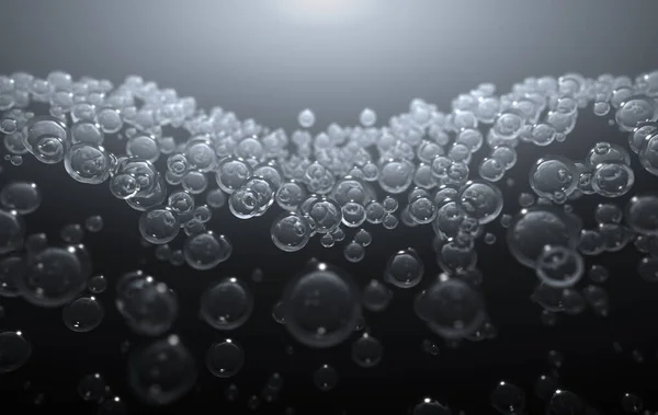 Ett Vetenskapskoncept Samling Transparenta Flytande Molekyler Som Samlas Ett Osynligt — Stockfoto