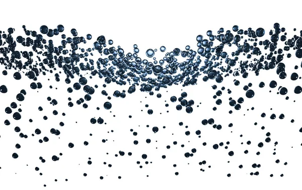 白い背景に青い液体分子のコレクションの科学の概念 3Dレンダリング — ストック写真