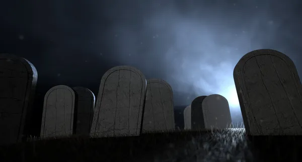 Graveyard Tombstones At Night — Stock Photo, Image