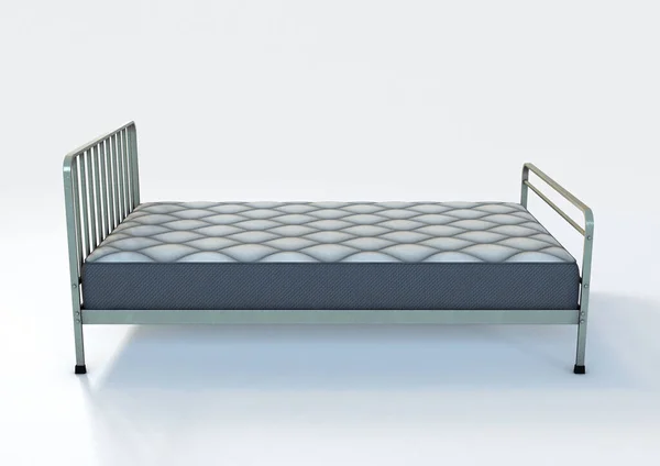 Een Eenvoudig Wit Bed Matras Met Een Decoratieve Topping Stoffen — Stockfoto
