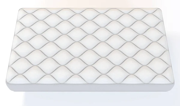 Colchão Cama Branco Simples Com Topping Decorativo Lados Tecido Fundo — Fotografia de Stock