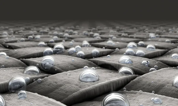 Una Vista Microscopica Semplice Tessuto Tessile Bolle Acqua Che Assorbono — Foto Stock