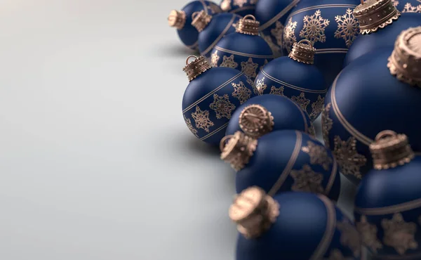 Una Colección Adornos Navideños Azul Marino Decorados Con Finos Patrones — Foto de Stock