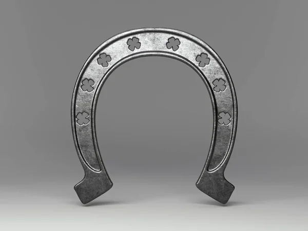 孤立した背景にシャムロックの形をパンチングした金属製の馬蹄形 3Dレンダリング — ストック写真