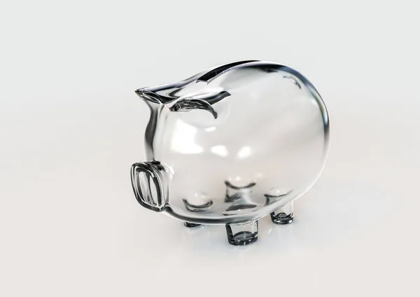 Een Lege Transparante Glazen Spaarpot Een Geïsoleerde Witte Achtergrond Render — Stockfoto