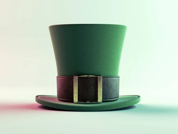 Cappello Leprecauno Materiale Verde Con Fascia Pelle Marrone Con Fibbia — Foto Stock