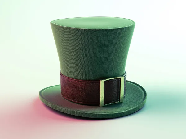 Green Material Leprechaun Hat Brown Leather Band Gold Buckle Isolated — Stock Photo, Image