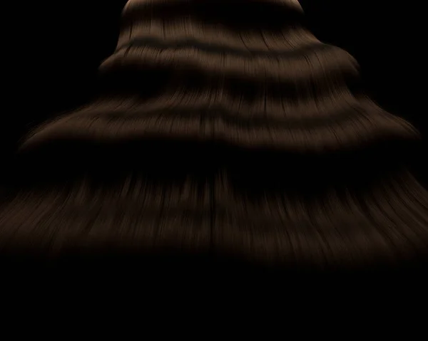暗い背景に厚い光沢のあるブルネットの波状毛のクローズアップビュー 3Dレンダリング — ストック写真