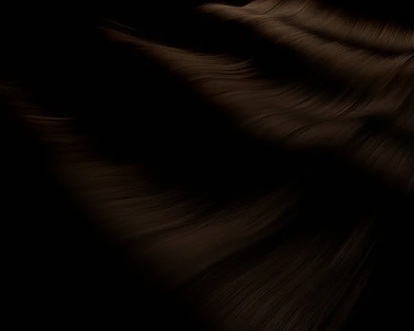 暗い背景に厚い光沢のあるブルネットの波状毛のクローズアップビュー 3Dレンダリング — ストック写真