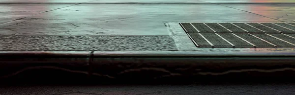 Секція Порожньої Вулиці Тротуару Вентиляційною Решіткою Вогневим Гідрантом Рендерингом — стокове фото