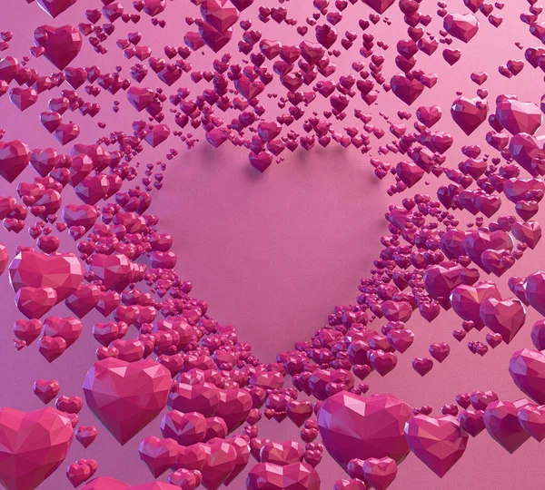 Колекція Низьких Кутових Рожевих Форм Серця Утворюють Форму Більшого Серця — стокове фото