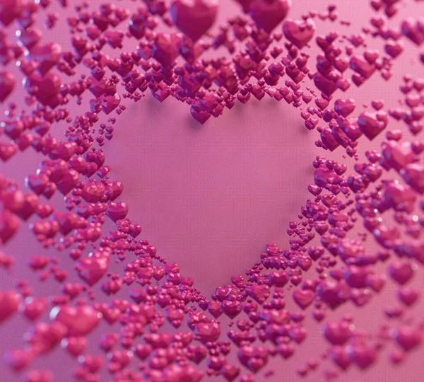 Uma Coleção Formas Coração Rosa Angular Baixo Poli Que Compõem — Fotografia de Stock