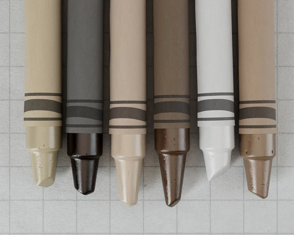 Concepto Que Muestra Crayones Cera Para Niños Varios Tonos Color — Foto de Stock