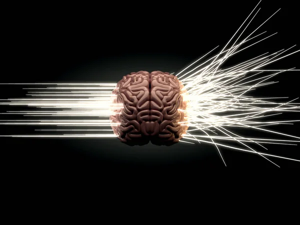 Concept Showing Light Rays Exiting Human Brain Left Depicting Analytical — Stock Photo, Image