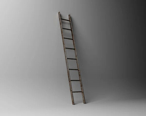 Regular Metal Aluminium Step Ladder Leaning White Studio Background Render — Stock Photo, Image