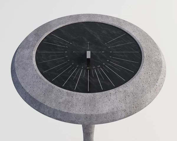 Reloj Sol Piedra Redonda Moderna Con Números Romanos Grabados Pie — Foto de Stock