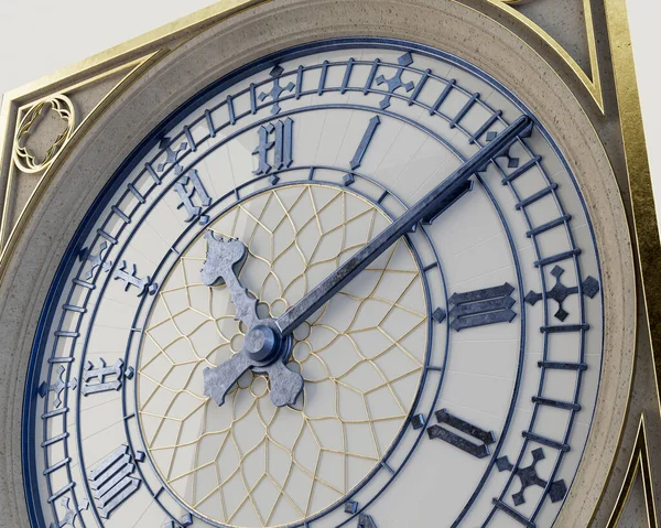 Antico Orologio Decorato Concetto Torre Fatta Cemento Oro Ferro Con — Foto Stock