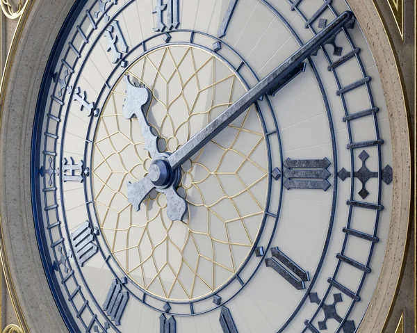 Antico Orologio Decorato Concetto Torre Fatta Cemento Oro Ferro Con — Foto Stock