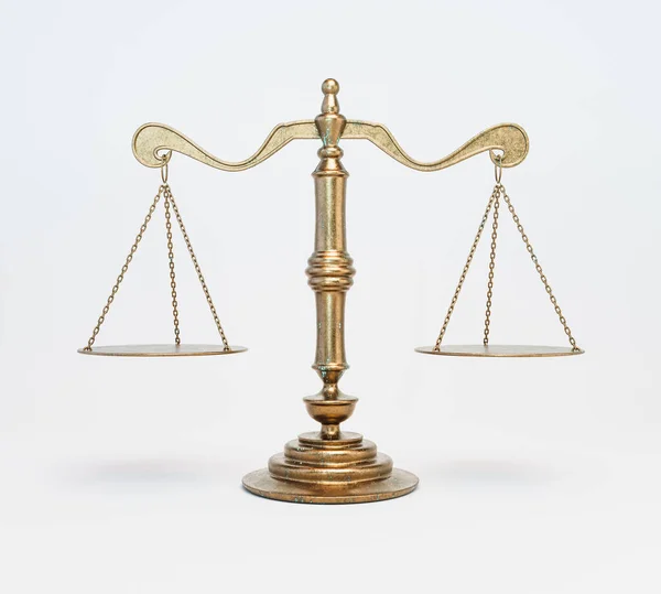 Ornate Brass Justice Scales White Isolated Background Render — Stock Photo, Image