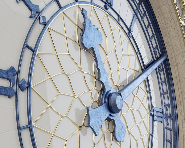 Ornate Concept Antique Tower Clock Made Concrete Gold Iron White — Stock Photo, Image