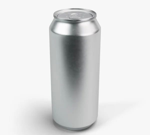 Regular Brushed Aluminum Beverage Can Isolated White Studio Backgound Render — Foto de Stock