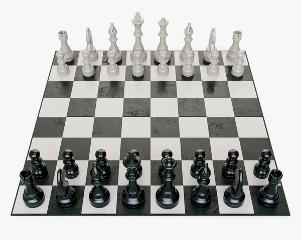 Ένα Κανονικό Σετ Σκακιού Για Ξεκινήσετε Ένα Καρό Πίνακα Και — Φωτογραφία Αρχείου
