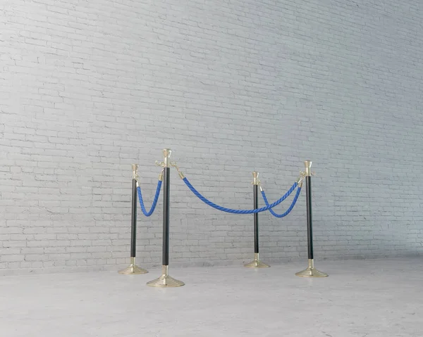 A concept showing an empty display of nothing surrounded by barrier rope in a light museum setting  - 3D render