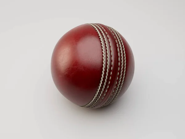 Una Normale Palla Cricket Rossa Con Cuciture Bianche Uno Sfondo — Foto Stock