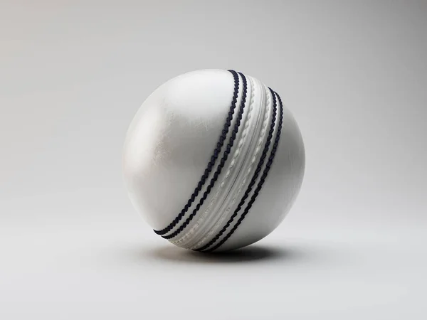Normální Bílá Kriketová Koule Námořním Šitím Izolovaném Pozadí Vykreslení — Stock fotografie