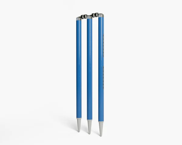Blue Modern Electronic Cricket Wickets Bails Isolated White Background Render — ストック写真