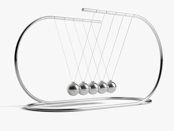 Stylized Newtons Cradle Balls Suspended Semi Circular Arch Framework Render — Foto de Stock