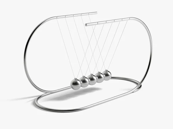 Stylized Newtons Cradle Balls Suspended Semi Circular Arch Framework Render — Stock Photo, Image