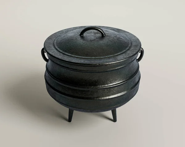 Normale Potjie Ghisa Coperchio Uno Sfondo Isolato Studio Bianco Rendering — Foto Stock