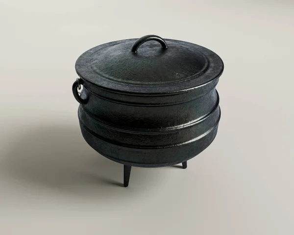 Normale Potjie Ghisa Coperchio Uno Sfondo Isolato Studio Bianco Rendering — Foto Stock