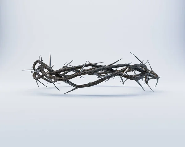 Branches Thorns Woven Crown Depicting Crucifixion Isolated White Background Render — ストック写真