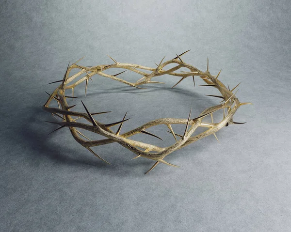 Branches Thorns Made Gold Woven Crown Depicting Crucifixion Casting Shadow — ストック写真