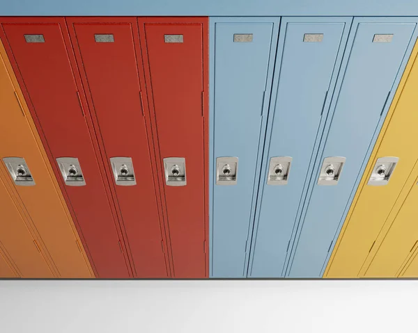 Standalone Bank Colorful School Lockers Isolated White Studio Background Render — Stock Photo, Image