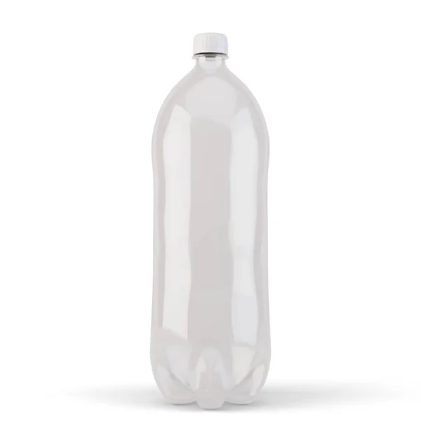 Пластиковая Двухлитровая Бутылка Апельсиновой Газировки Неправильной Формы Изолированном Белом Фоне — стоковое фото