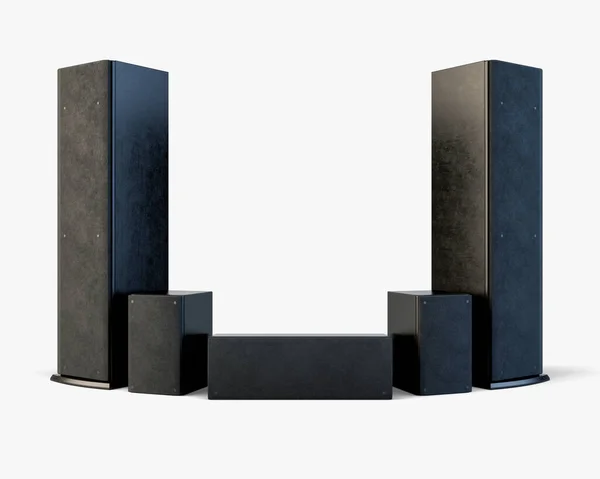 Een Modern Surround Sound Speaker Arrangement Een Lichte Studio Achtergrond — Stockfoto