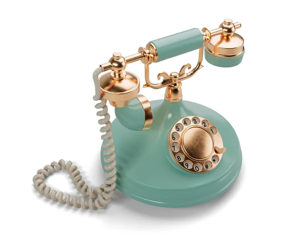 Vintage Aquamarine Mosiądzu Art Deco Telefon Tle Światła Studio Renderowanie — Zdjęcie stockowe