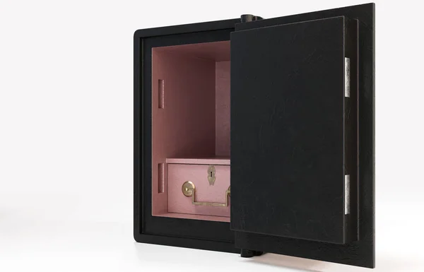 Open Heavy Cast Iron Vintage Floor Safe Brass Fittings Pink — Stockfoto