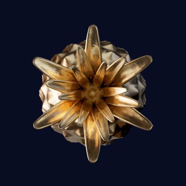 İzole edilmiş bir zemin üzerinde som altından yapılmış tek bir ananas.