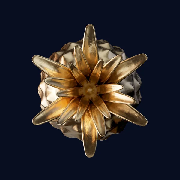 İzole edilmiş bir zemin üzerinde som altından yapılmış tek bir ananas.