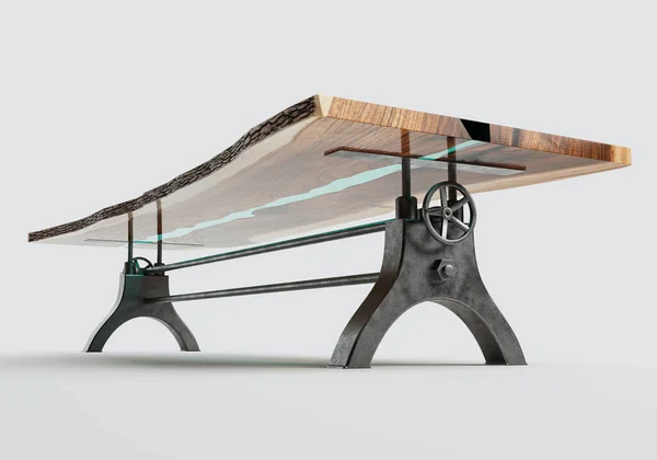 Ayarlanabilir Metal Bacaklı Bir Konferans Masası Izole Edilmiş Bir Stüdyo — Stok fotoğraf