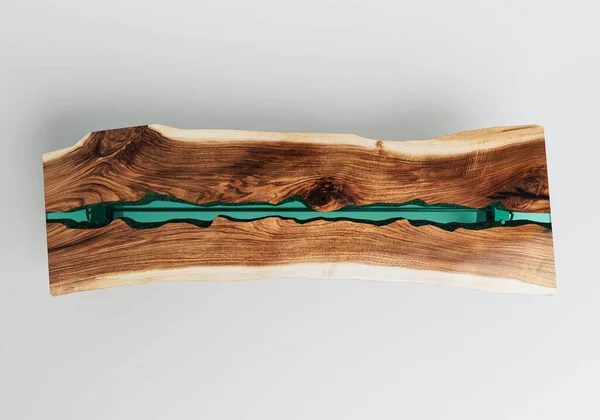 Stół Konferencyjny Regulowanymi Metalowymi Nogami Naturalną Drewnianą Powierzchnią Płyty Niebieską — Zdjęcie stockowe