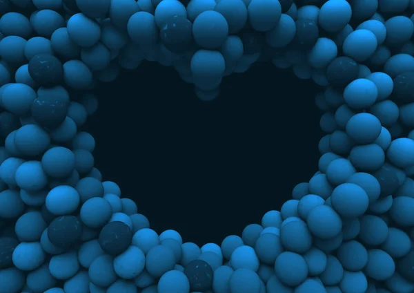 Een Hartvormige Leegte Omringd Door Een Scala Aan Blauwe Rubberen — Stockfoto