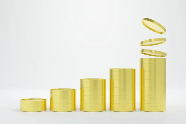 Stack Golden Coins Growing Graph Coin Pile Background Earning Profit Foto Stock Royalty Free