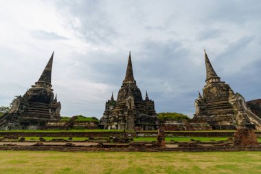 Ayutthaya tarihi parkındaki Wat Phra Si Santhe Tapınağı. Ayutthaya, Tayland 'daki UNESCO Dünya Mirası