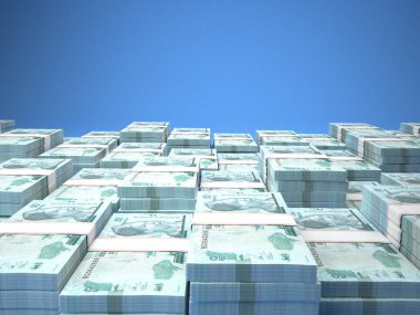 Malavi 'nin parası. Kwacha faturaları. MWK banknotları. 50 Nyanja. İş, finans, haber geçmişi. 3d illüstrasyon.