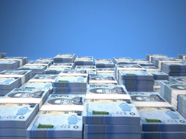 Malavi 'nin parası. Kwacha faturaları. MWK banknotları. 200 Nyanja. İş, finans, haber geçmişi. 3d illüstrasyon.